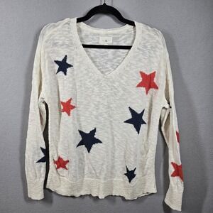 Lou & Grey Sweater Womens Small Star‎ Print Knit Pullover Lightweight Casual
